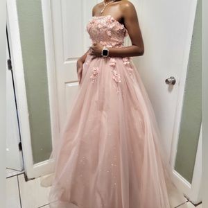 Rose-Gold, Cinderella-style prom dress